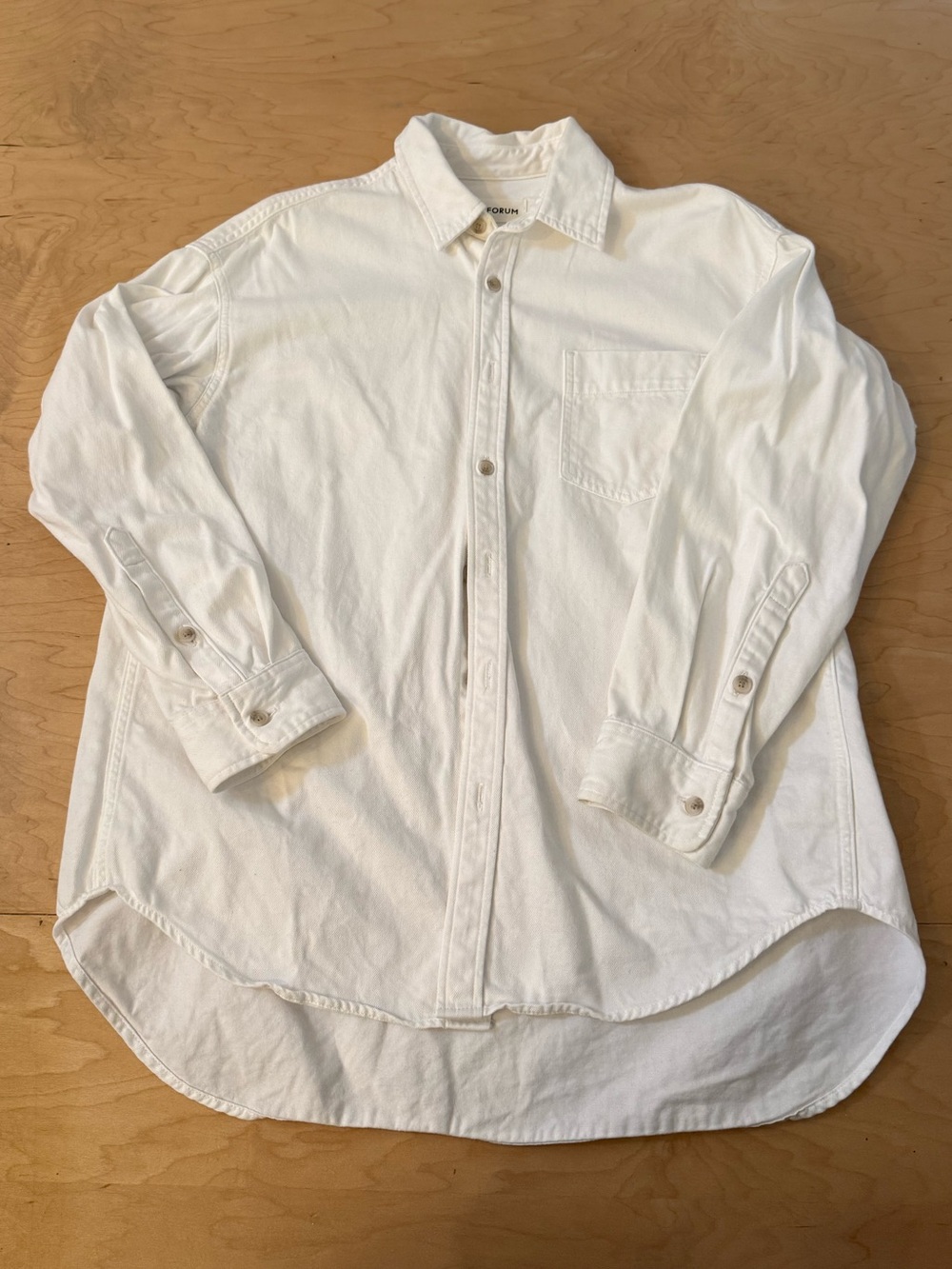 Aritzia Denim Forum White Button-Down Shirt